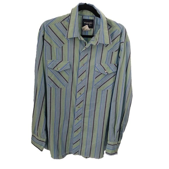 Green And Black Striped Shirt 2026.Wrangler | Shirts | Wrangler Mens Western Shirt Size Xlt Pearl Snap ...